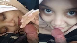 Cewek Hijabers Kesenengan Nyepong Kontol